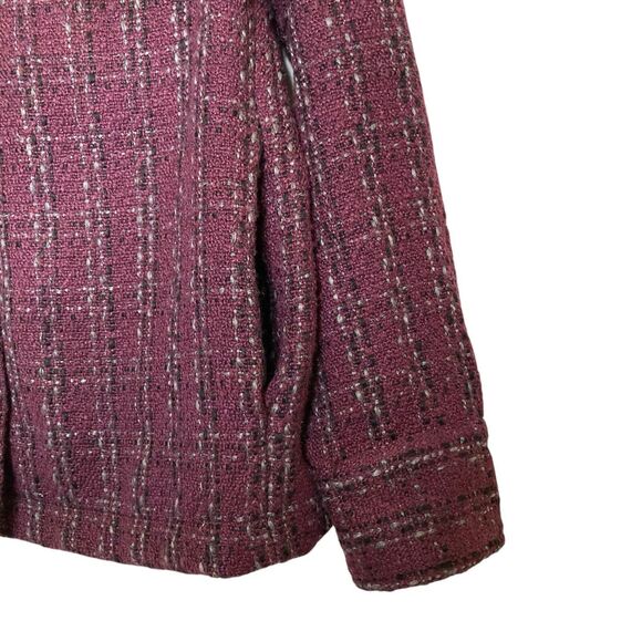 Amour Vert Tweed Upcycled Acrylic Blazer Purple Plaid Women Size XS Oversized - Picture 5 of 11